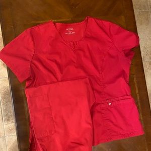 Red scrub set
